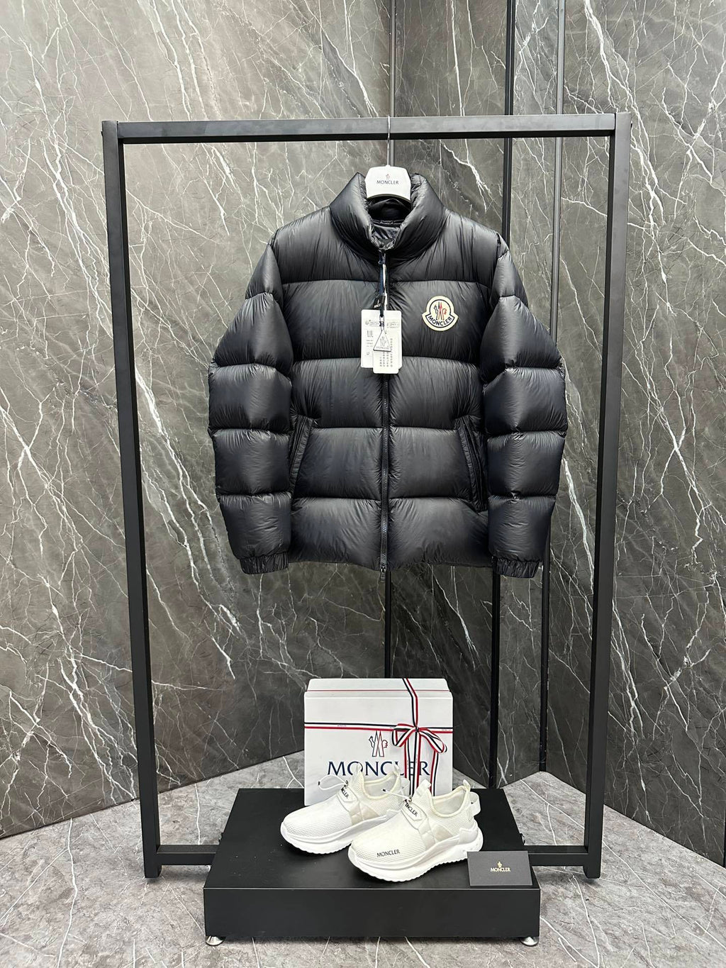 Moncler Oversized Badge Stand Collar Down Jacket