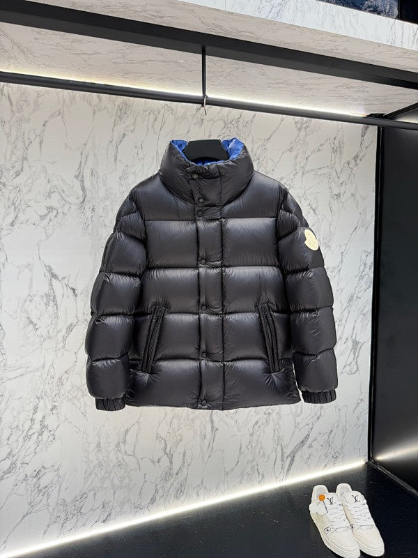 Moncler F055 Stand Collar Down Jacket – Unisex Glossy Black Puffer