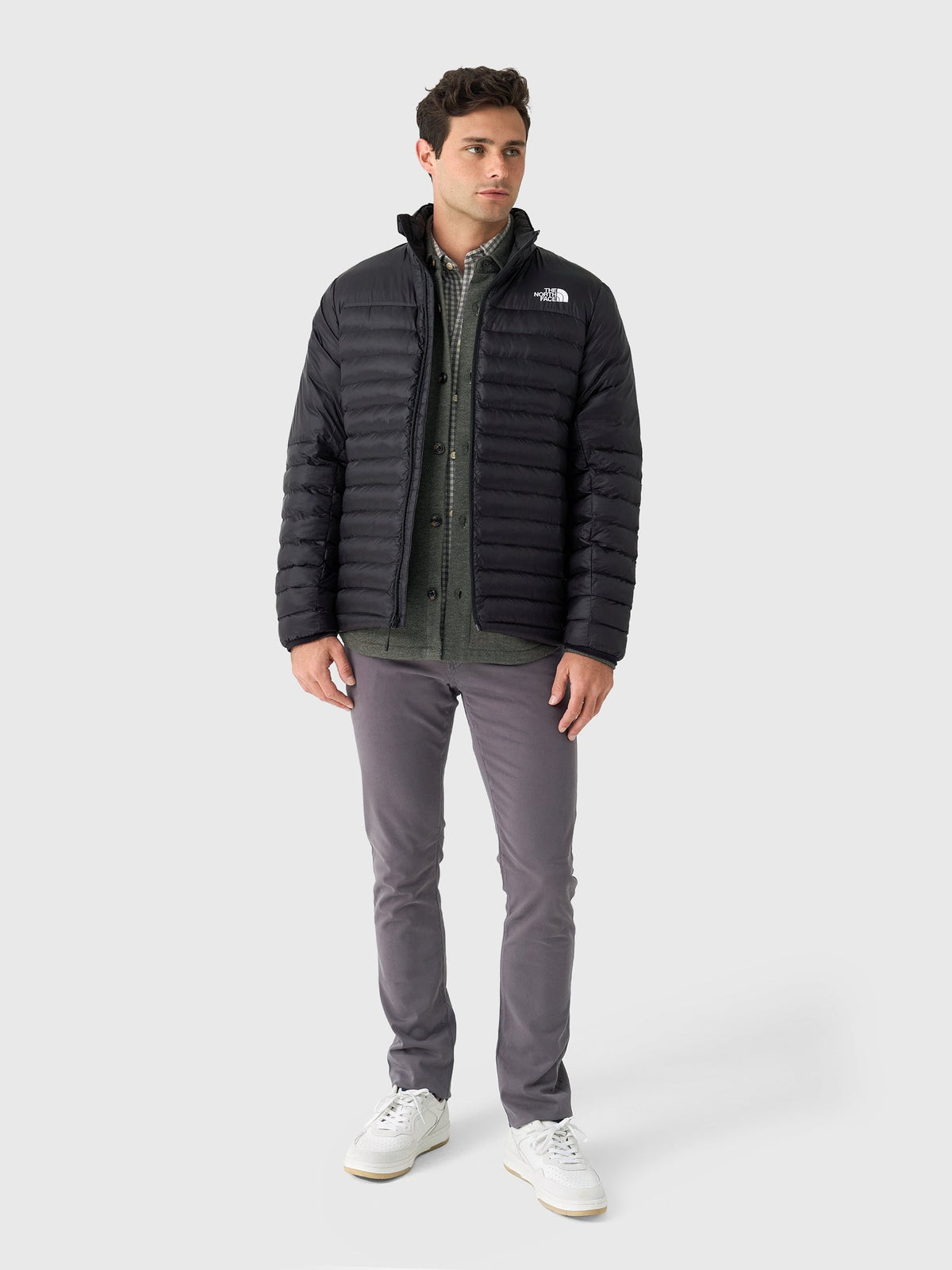The North Face Men's Terra Peak Jacket — Ultralight Down Insulated, Fine-Channel Quilt, Slim Fit (TNF Black / Medium Grey)
