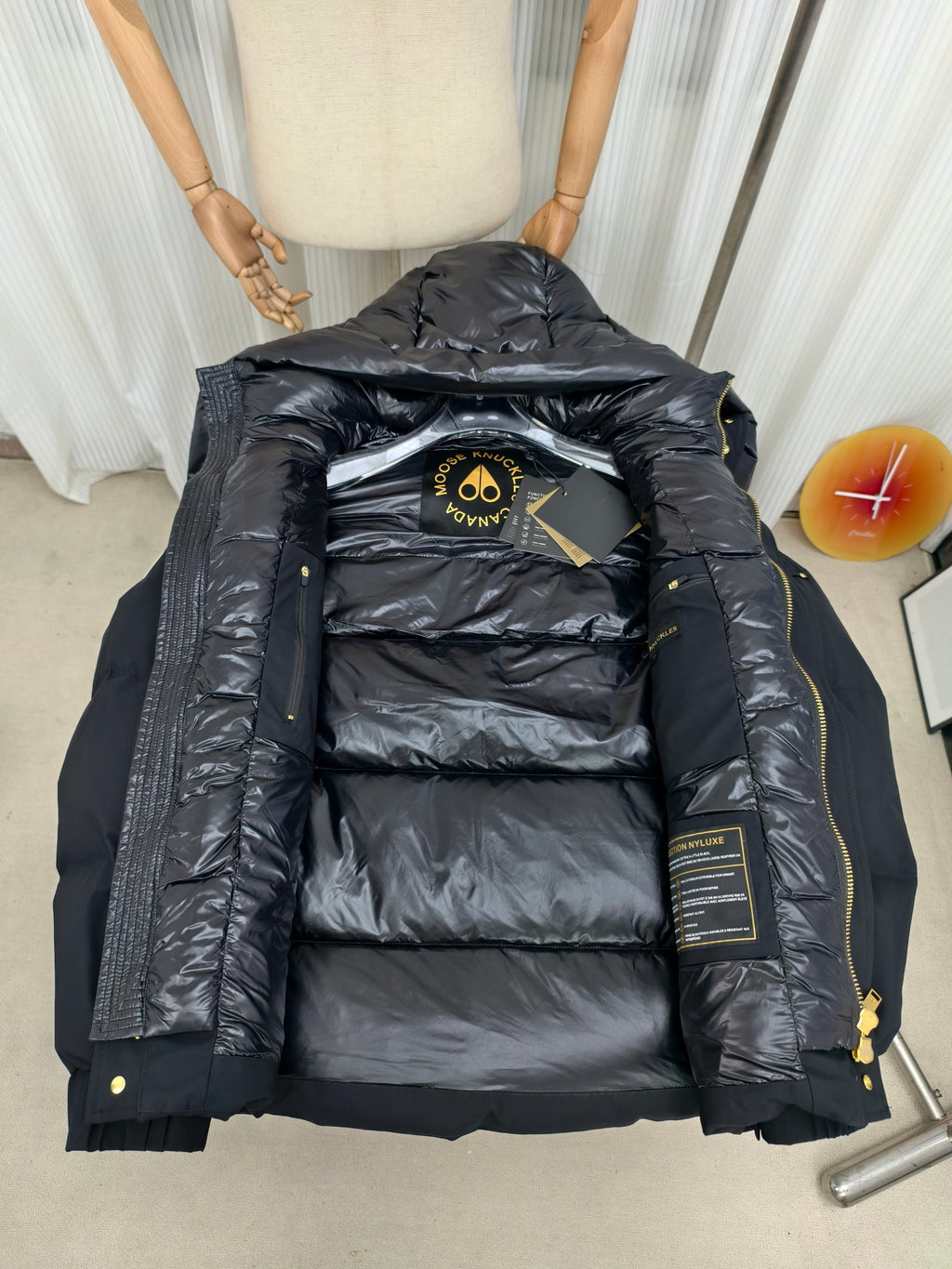Moose Knuckles Fur-Trim Bomber Down Jacket – Black Gold