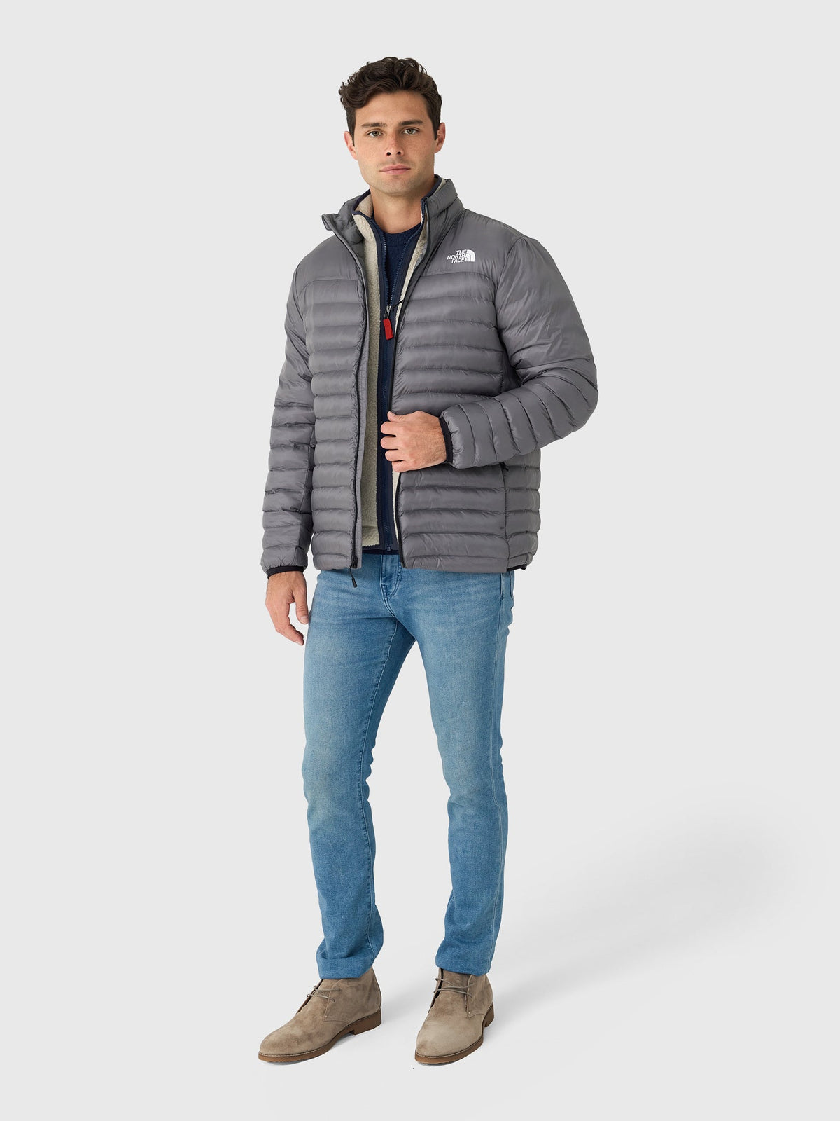 The North Face Men's Terra Peak Jacket — Ultralight Down Insulated, Fine-Channel Quilt, Slim Fit (TNF Black / Medium Grey)