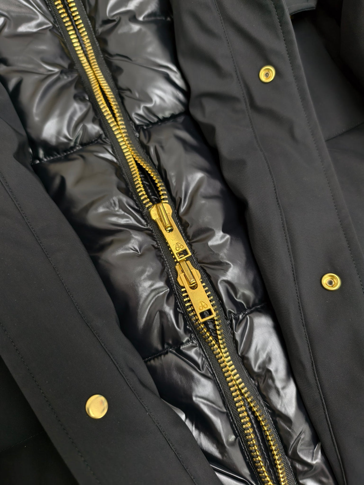 Moose Knuckles Fur-Trim Bomber Down Jacket – Black Gold