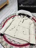 Moose Knuckles Men's Military Down Jacket with Fur Hood