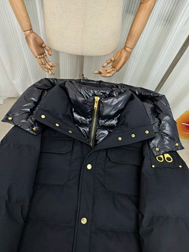 Moose Knuckles Fur-Trim Bomber Down Jacket – Black Gold