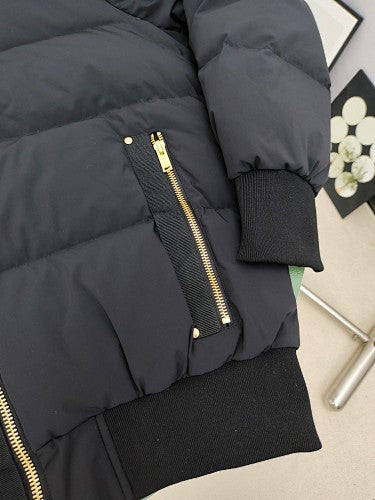 Moose Knuckles Fur-Trim Bomber Down Jacket – Navy