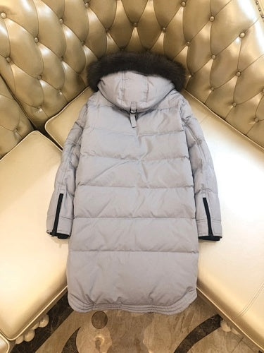 Moose Knuckles Long Military Down Jacket with Fur Hood