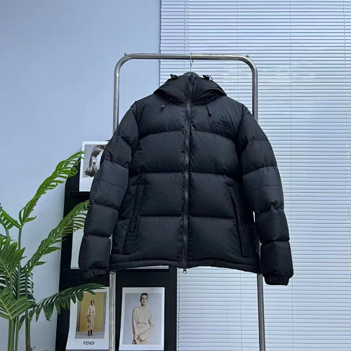 The North Face Hooded Down Puffer Jacket – Oversized Matte Shell in Black & Grey