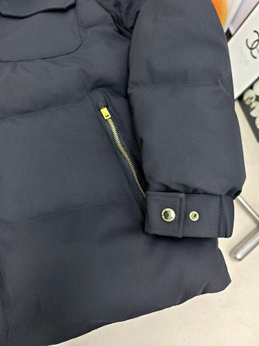 Moose Knuckles Fur-Trim Bomber Down Jacket – Black Gold