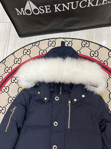 Moose Knuckles Men's Military Down Jacket with Fur Hood
