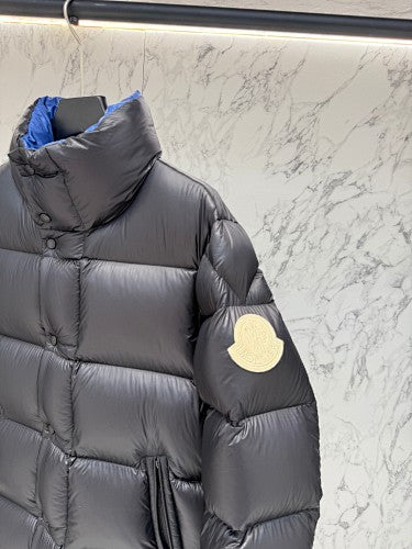 Moncler F055 Stand Collar Down Jacket – Unisex Glossy Black Puffer