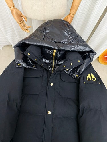 Moose Knuckles Fur-Trim Bomber Down Jacket – Black Gold