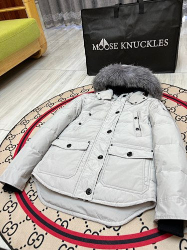 Moose Knuckles Women's Fur-Trim Bomber Down Jacket