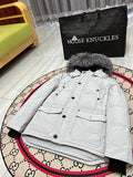 Moose Knuckles Men's Military Down Jacket with Fur Hood – Cream
