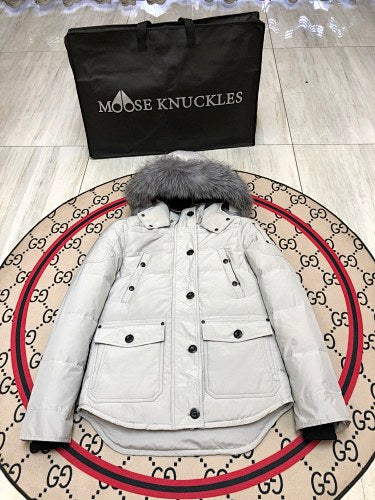 Moose Knuckles Women's Fur-Trim Bomber Down Jacket