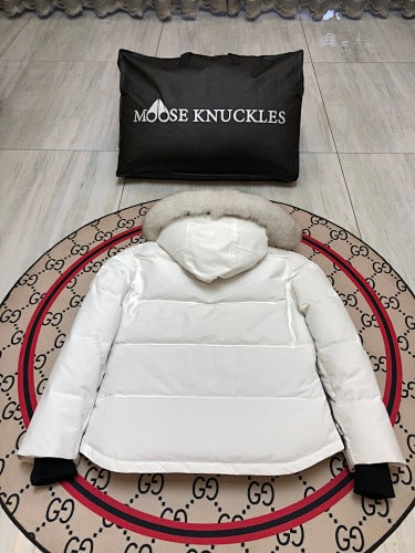 Moose Knuckles Women's Military Down Jacket with Fur Hood