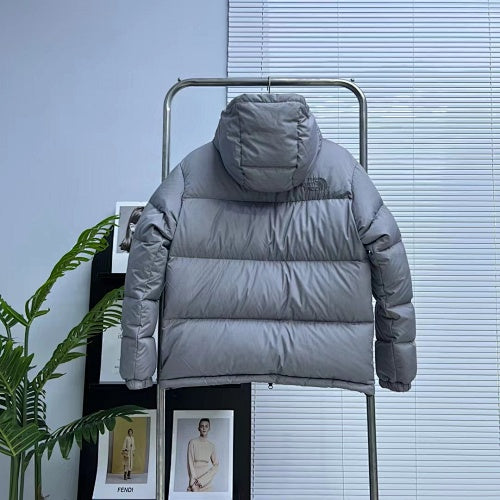 The North Face Hooded Down Puffer Jacket – Oversized Matte Shell in Black & Grey