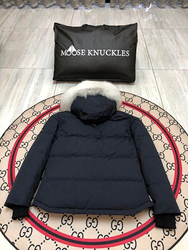 Moose Knuckles Women's Military Down Jacket with Fur Hood