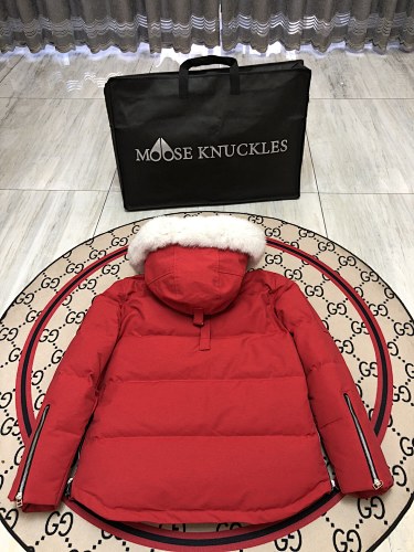 Moose Knuckles Men's Military Down Jacket with Fur Hood