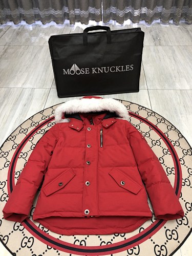 Moose Knuckles Men's Military Down Jacket with Fur Hood