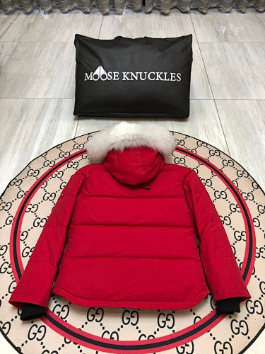 Moose Knuckles Women's Military Down Jacket with Fur Hood