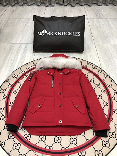 Moose Knuckles Women's Military Down Jacket with Fur Hood
