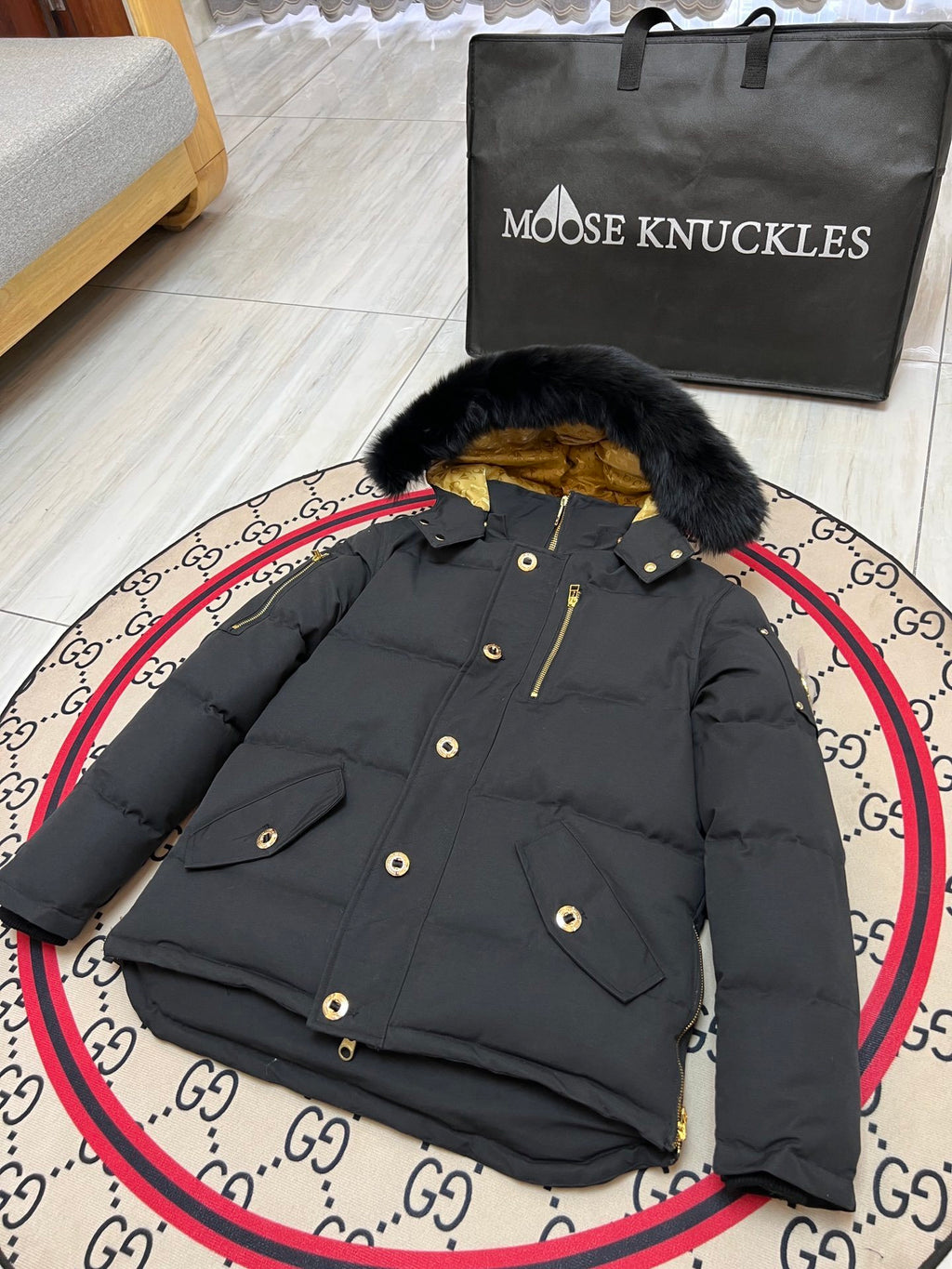 Moose Knuckles Down Jacket with Fur Hood — Men's