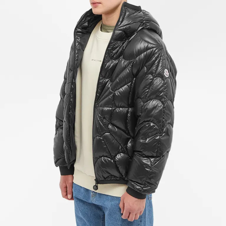 Moncler Spider Violier Down Jacket – Glossy Black Radial Quilt Puffer
