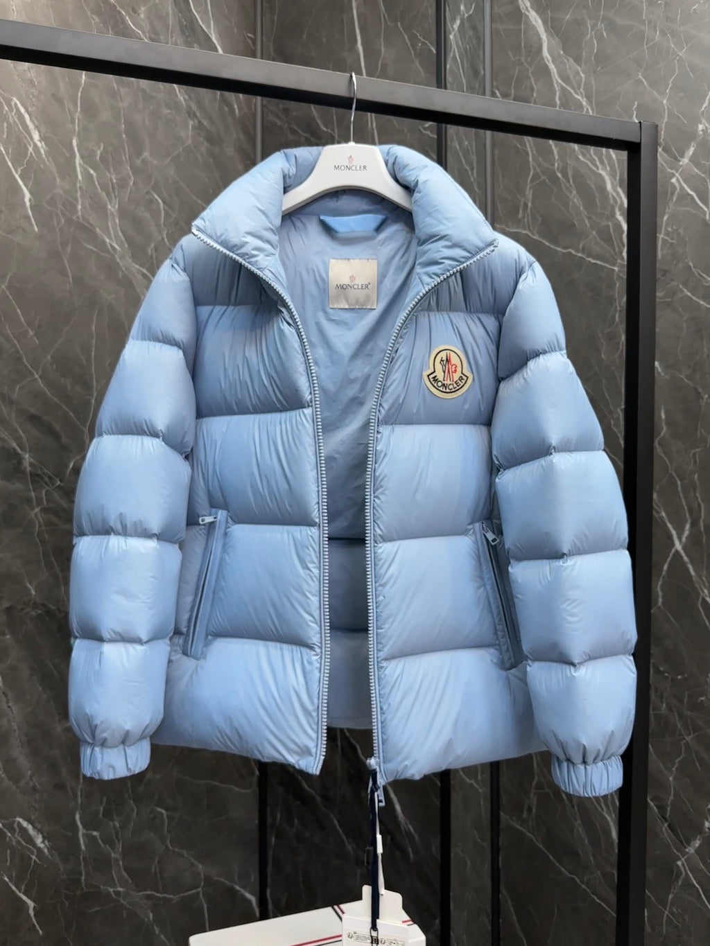 Moncler Oversized Badge Stand Collar Down Jacket