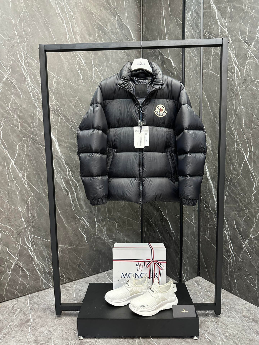 Moncler Oversized Badge Stand Collar Down Jacket