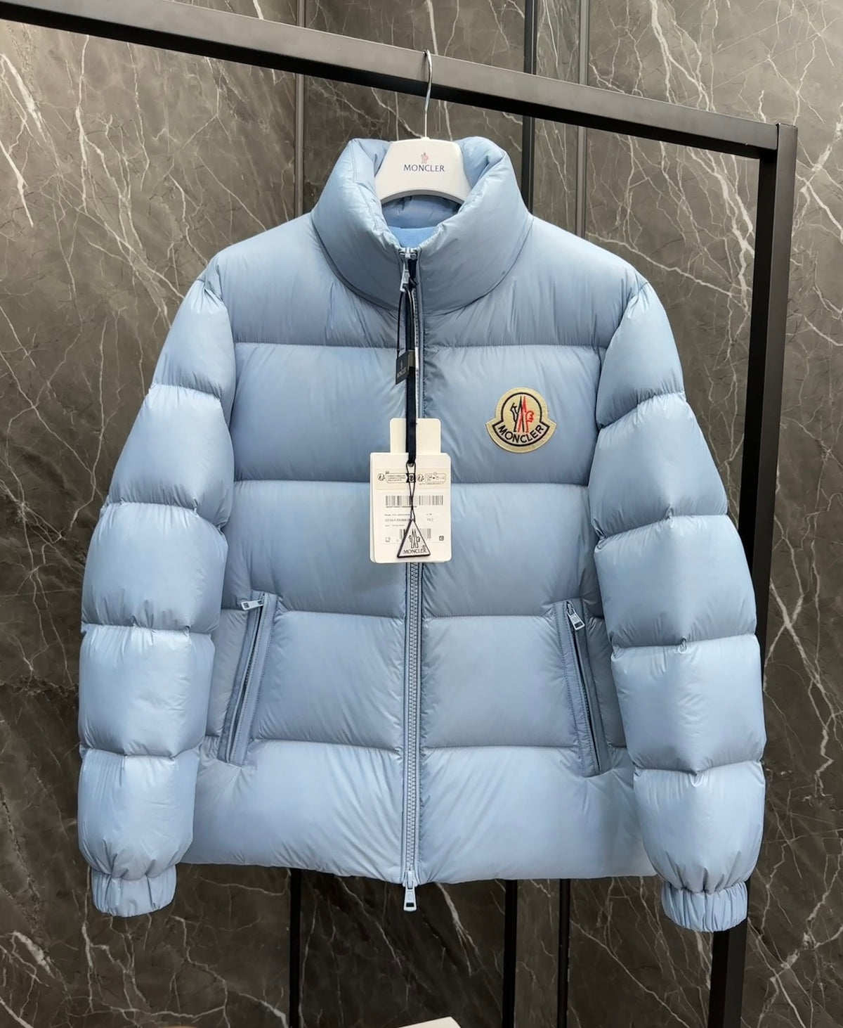 Moncler Oversized Badge Stand Collar Down Jacket
