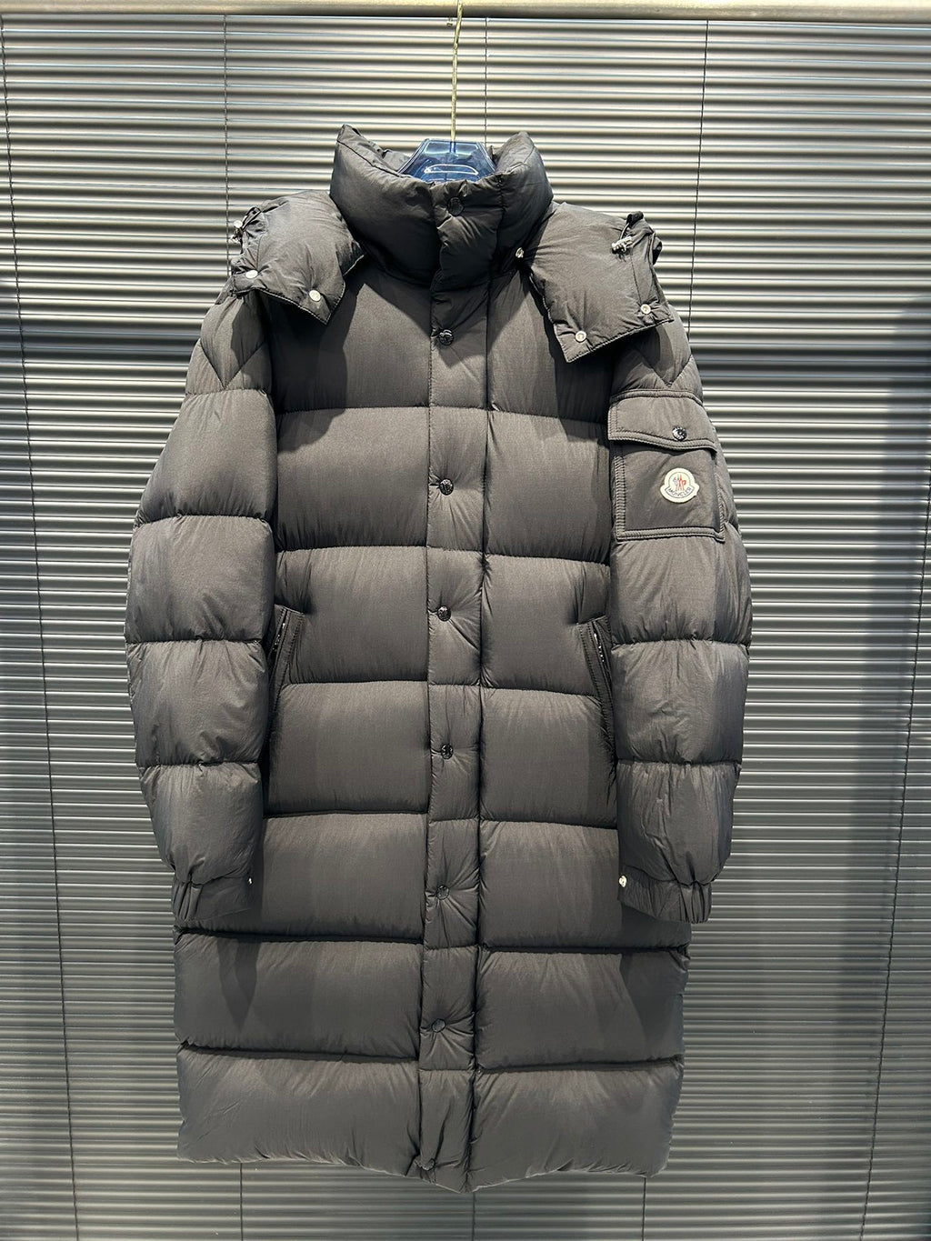 Moncler Long Matte Hooded Down Coat