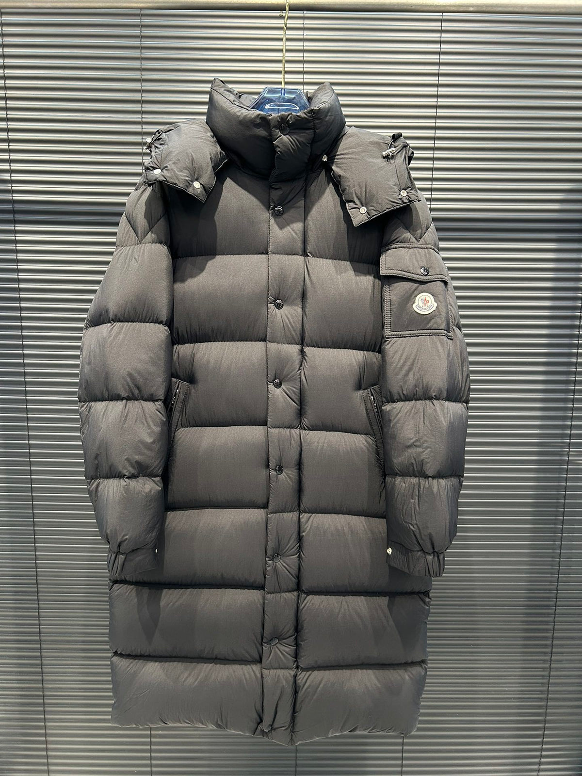 Moncler Long Matte Hooded Down Coat