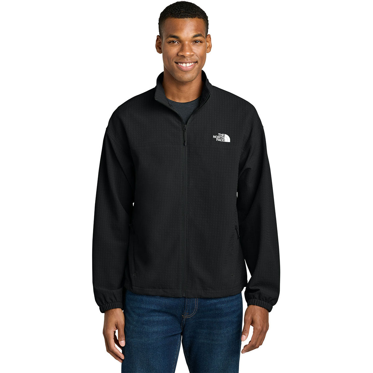The North Face Men's Mountain Horizon Softshell Jacket — Stretch Woven, Wind-Resistant, Athletic Fit (TNF Black)