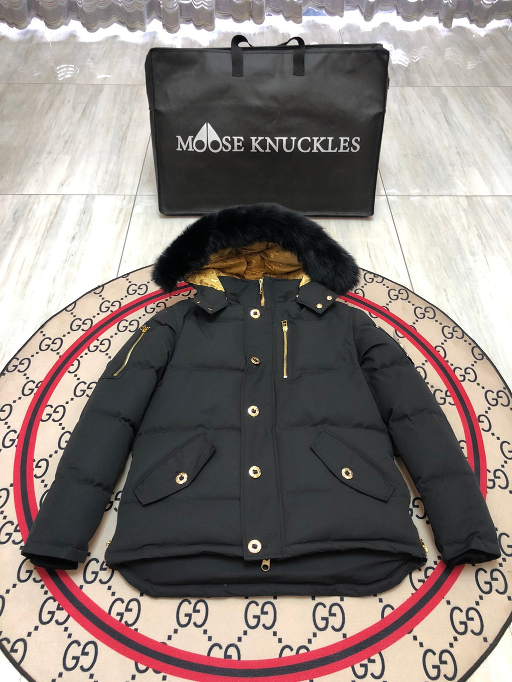 Moose Knuckles Down Jacket with Fur Hood — Men's