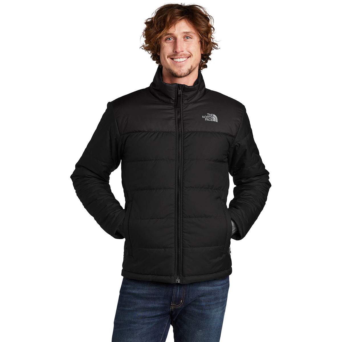 The North Face Men's Everyday Insulated Jacket — Chest Logo, Mixed-Material Quilted Body (TNF Black)