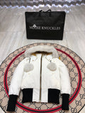 Moose Knuckles Cropped Puffer Jacket with Fur Hood & Pom-Poms — Women's