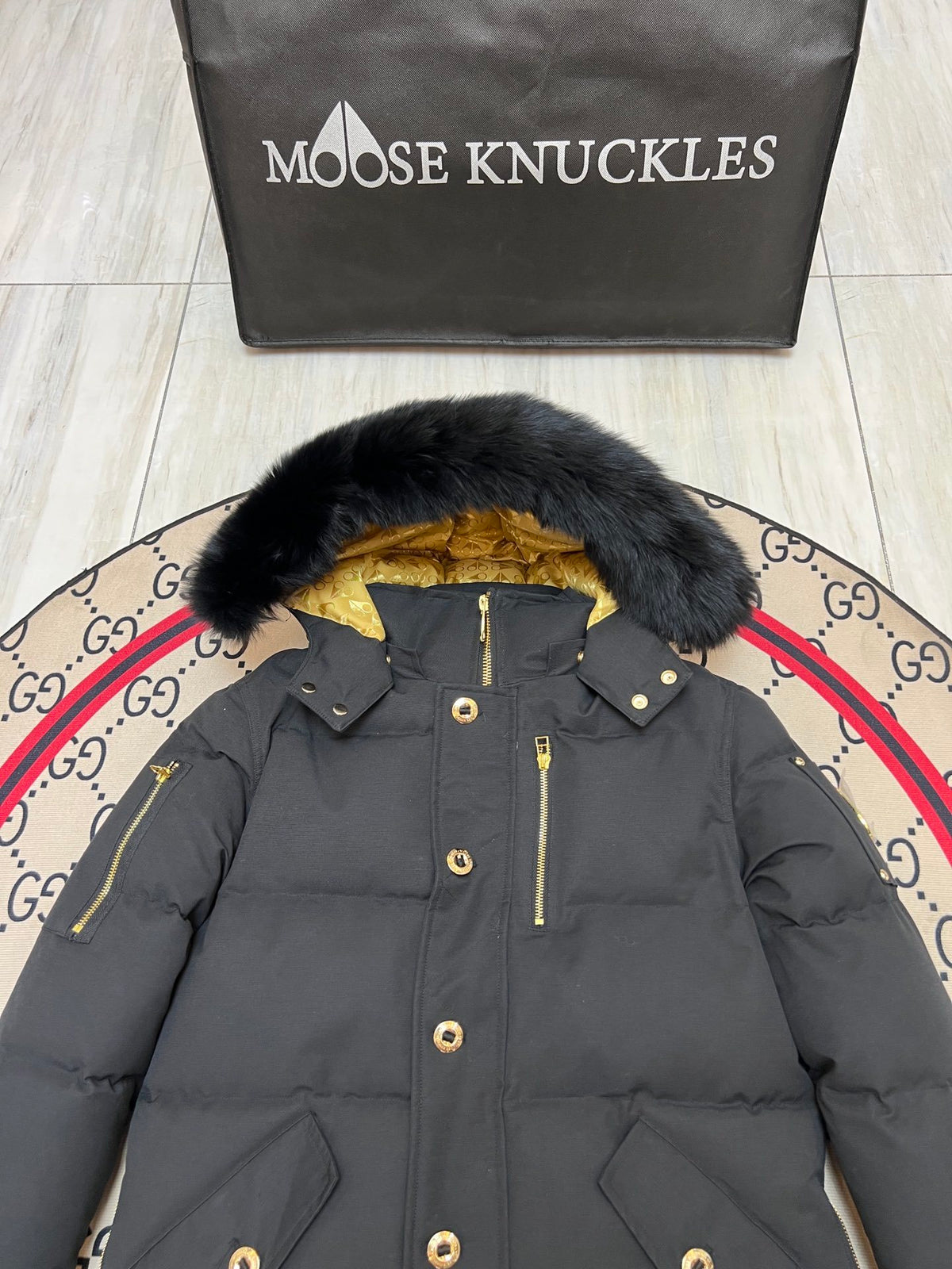 Moose Knuckles Down Jacket with Fur Hood — Men's