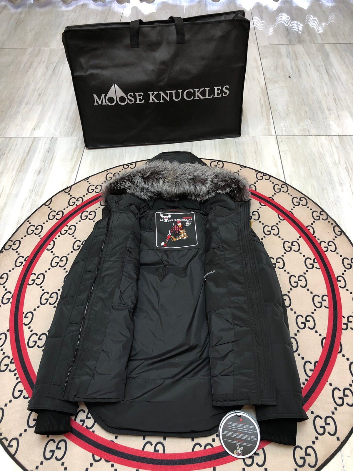 Moose Knuckles Women's Fur-Trim Bomber Down Jacket