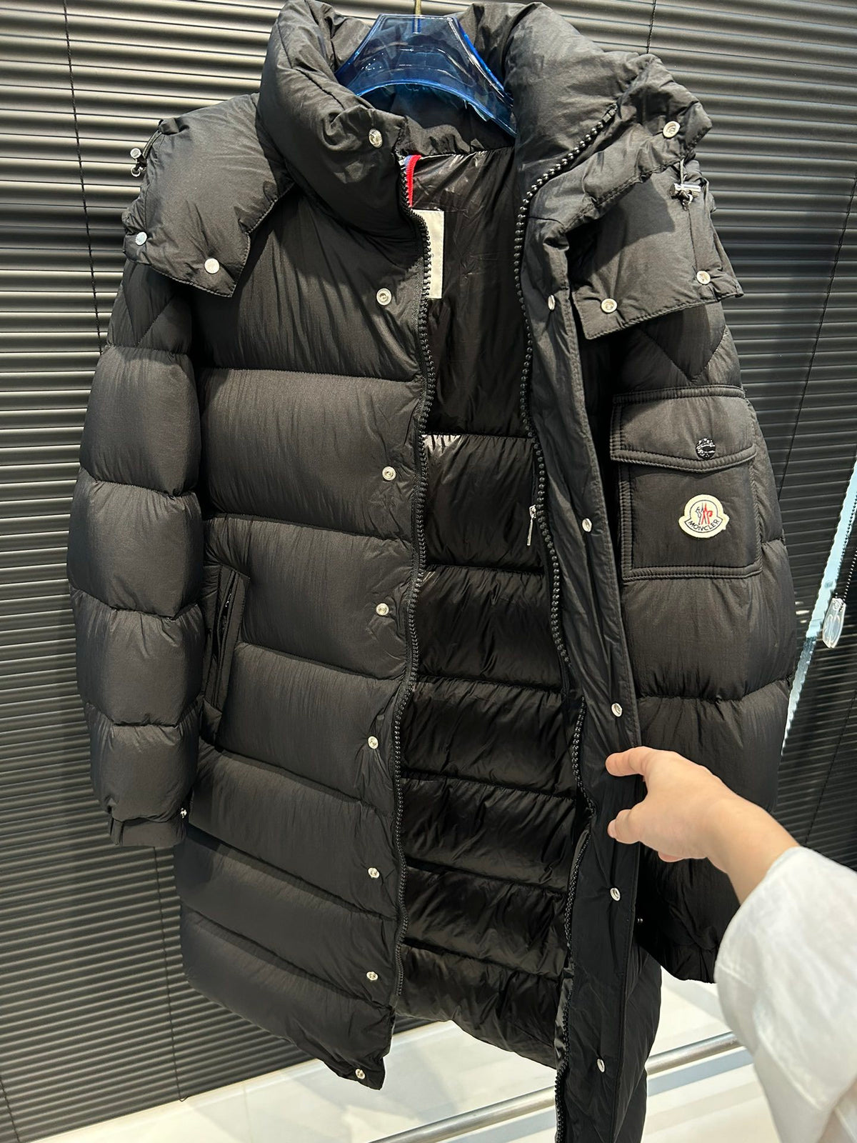 Moncler Long Matte Hooded Down Coat