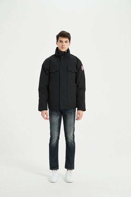 Canada Goose Forester Down Jacket — Men's Stand Collar, No Hood (Graphite & Black)