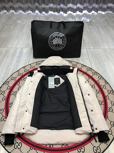 Canada Goose Carson Hooded Down Jacket — Unisex, No Fur (Cream, Graphite & Navy)