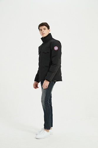 Canada Goose Forester Down Jacket — Men's Stand Collar, No Hood (Graphite & Black)