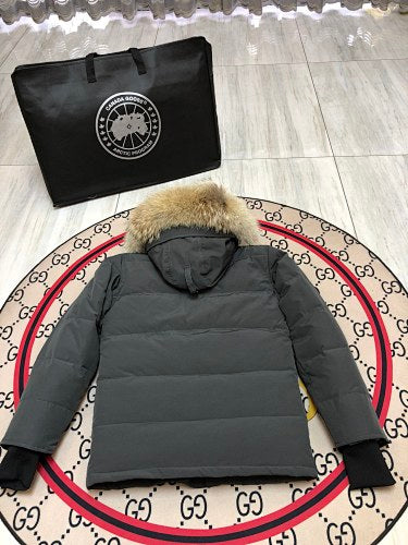 Canada Goose Chateau Down Jacket — Coyote Fur Hood, Unisex Short (Black, Graphite & Navy)
