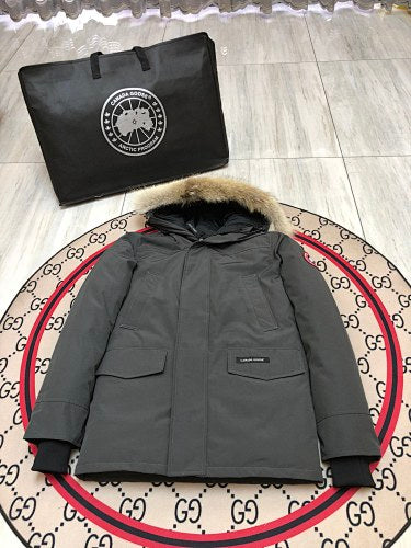 Canada Goose Expedition Parka — Coyote Fur Hood, Unisex Mid-Length (Black, Graphite & Red)