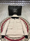 Canada Goose Carson Hooded Down Jacket — Unisex, No Fur (Cream, Graphite & Navy)