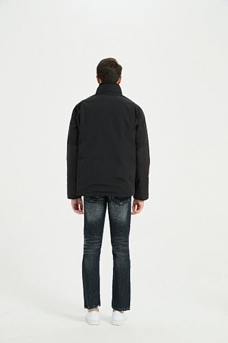Canada Goose Forester Down Jacket — Men's Stand Collar, No Hood (Graphite & Black)