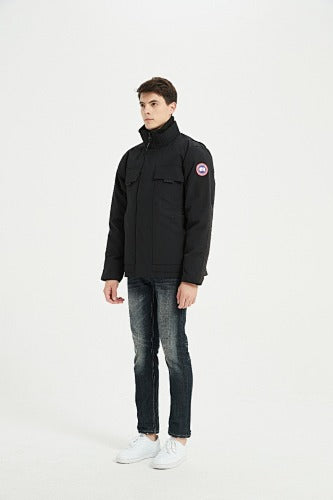 Canada Goose Forester Down Jacket — Men's Stand Collar, No Hood (Graphite & Black)