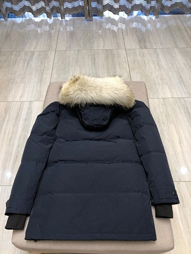 Canada Goose Langford Parka — Coyote Fur Hood (Black, Cream & Navy)
