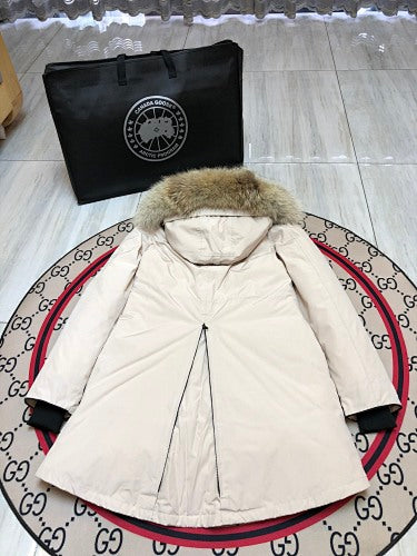 Canada Goose Trillium Parka — Women's Asymmetric Hem, Coyote Fur Hood (Black, Graphite & Red)