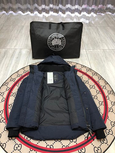 Canada Goose Carson Hooded Down Jacket — Unisex, No Fur (Cream, Graphite & Navy)